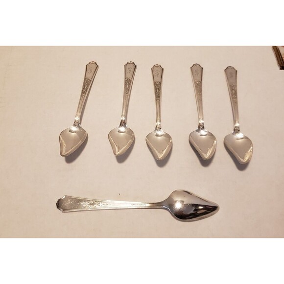 Set 6 Grapefruit/Fruit Spoon  1847 Rogers Ancestral 1924 Vintage Silverplate - Picture 9 of 15